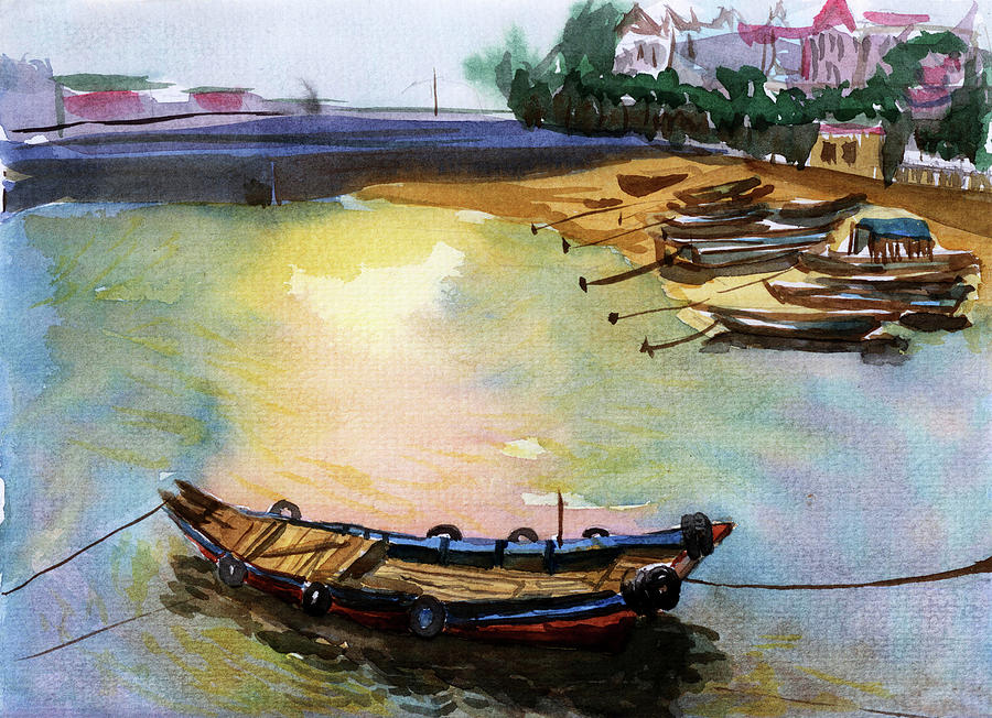 Watercolor Boats At Xiamen Beach Photograph by Jin&bin
