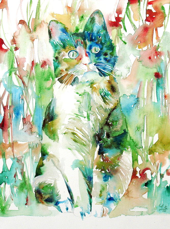 Watercolor Cat.2 Painting by Fabrizio Cassetta