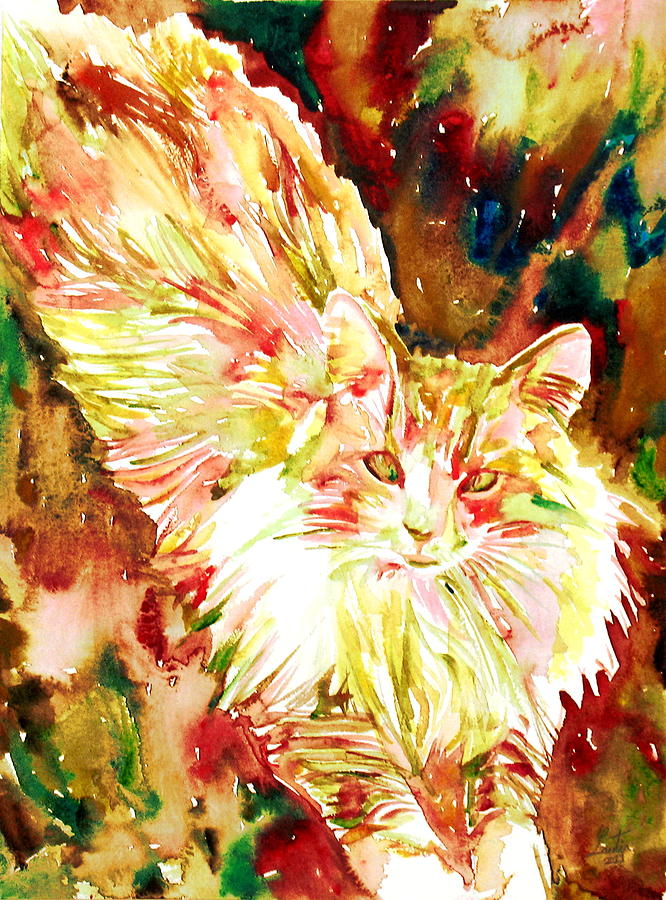 Cat Painting - Watercolor Cat.3 by Fabrizio Cassetta