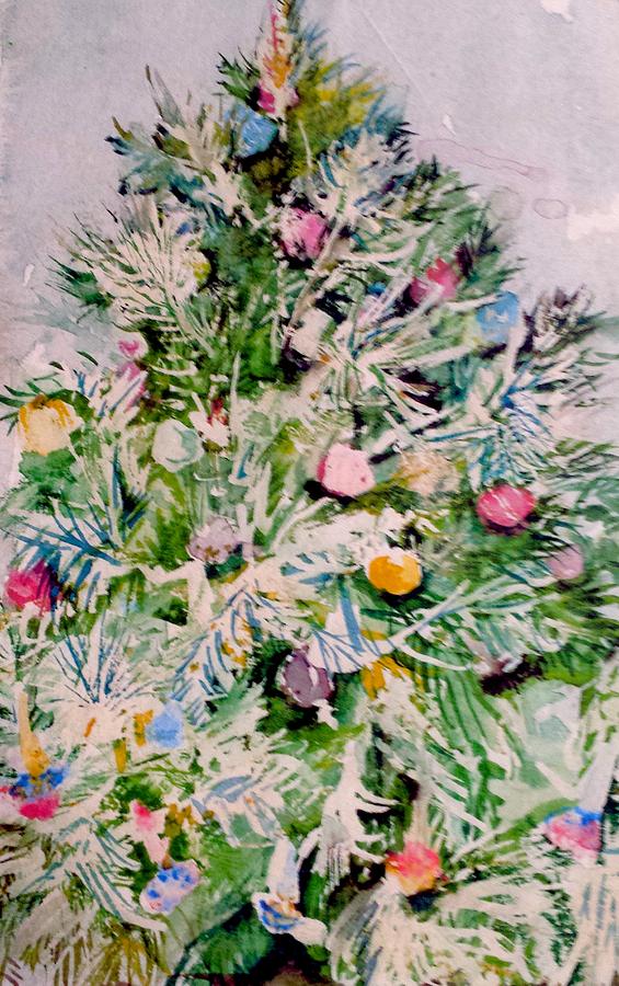 Watercolor Christmas tree Painting by Cheryl LaBahn Simeone