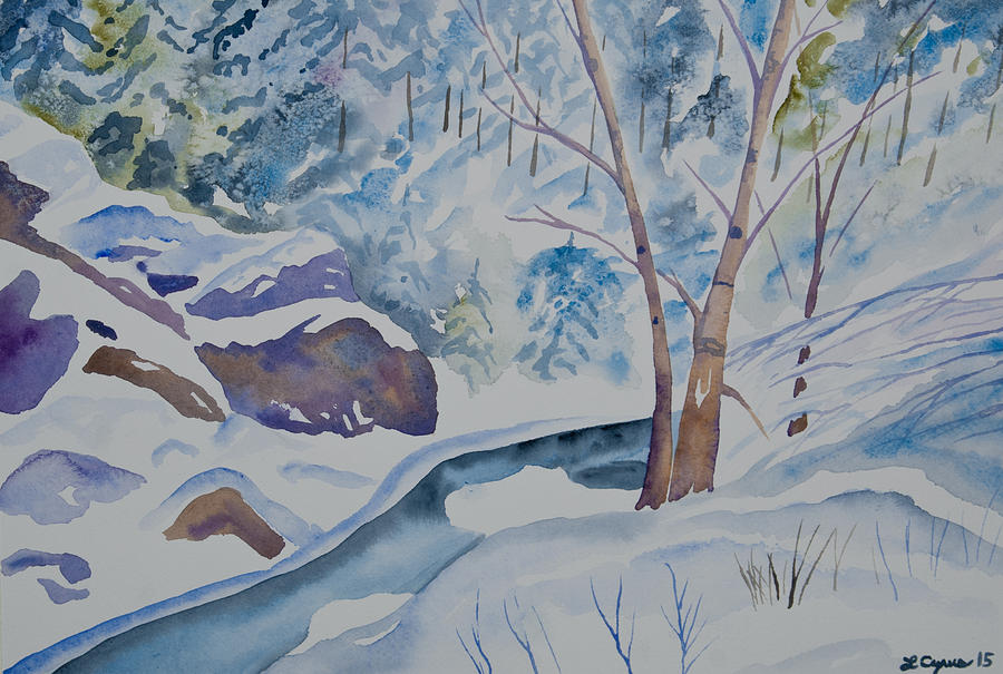Tree Painting - Watercolor - Clear Creek Canyon Winter  by Cascade Colors