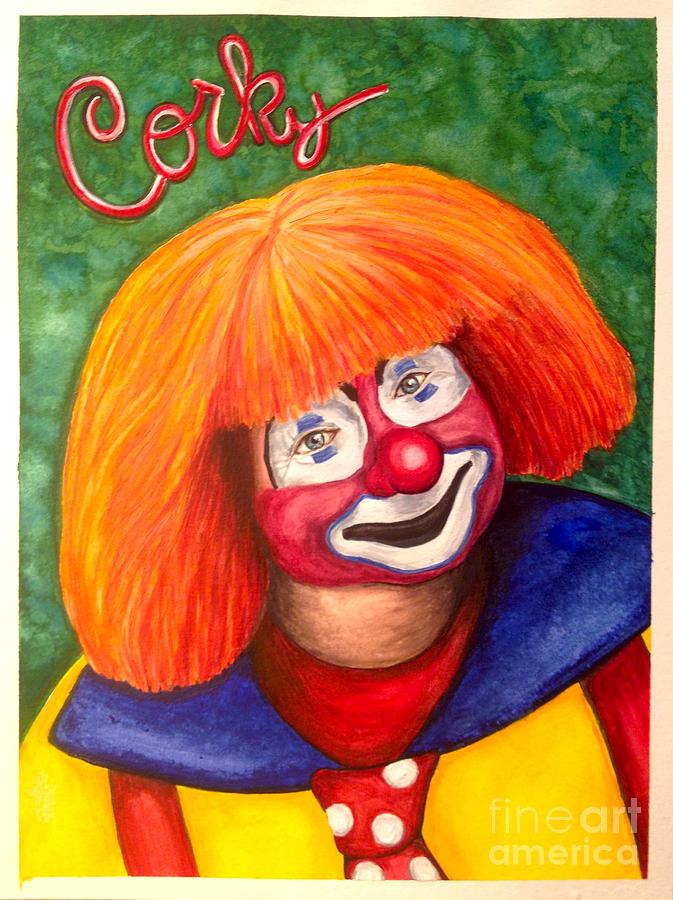 Clown Painting - Watercolor Clown #18 Corky Dozier by Patty Vicknair