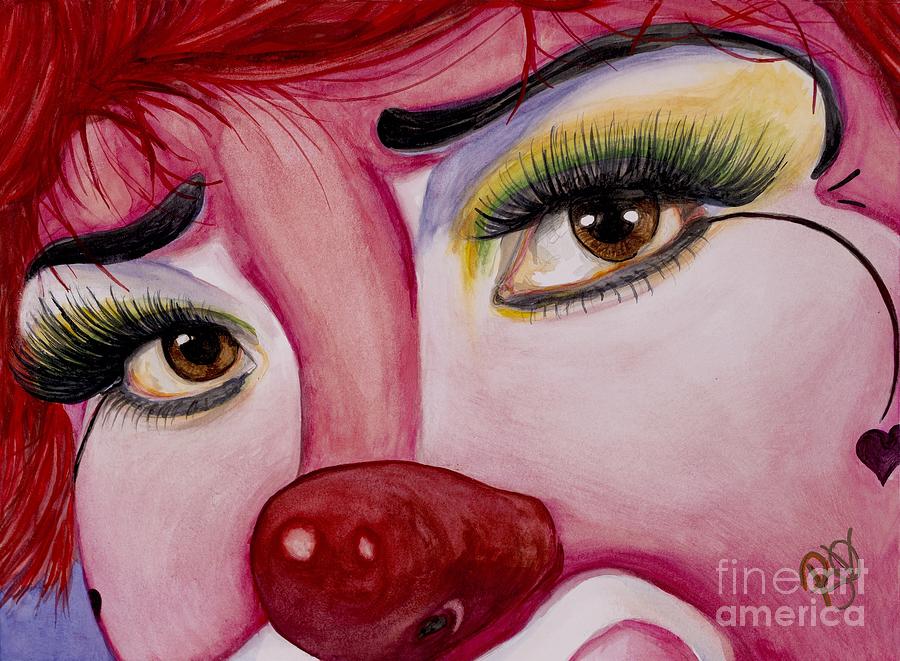 Clown Painting - Watercolor Clown #2 Payasa Corazon Alegre by Patty Vicknair