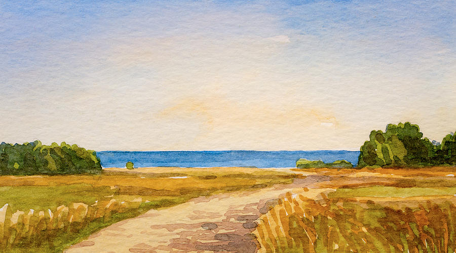Watercolor Coast Painting by Lutz Baar