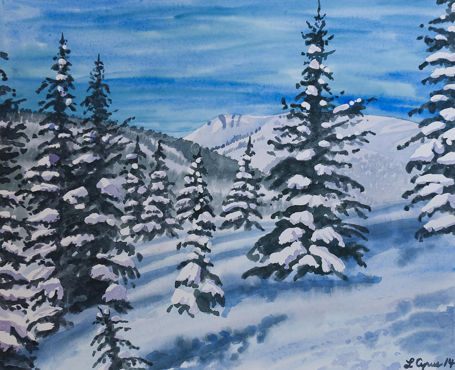 Watercolor - Colorado Winter Landscape Painting by Cascade Colors