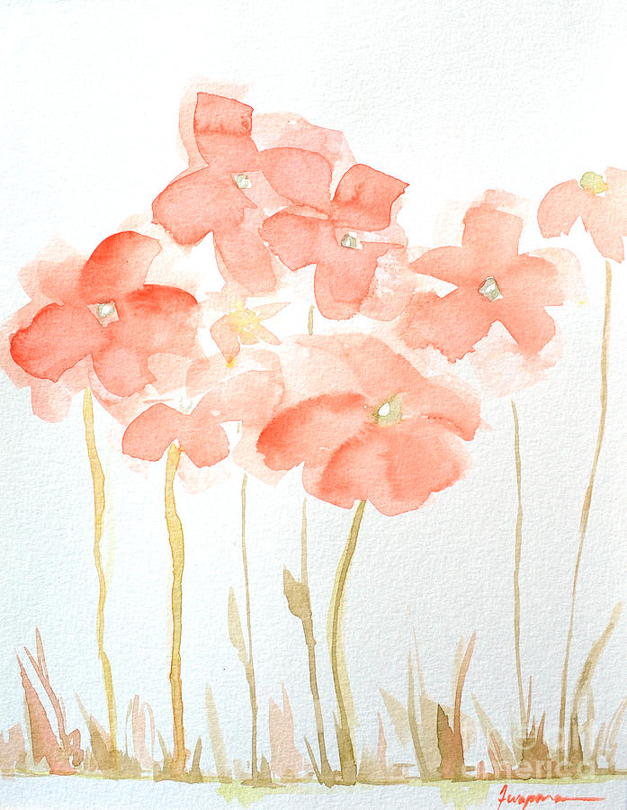 Watercolor Flower Field Painting by Patricia Awapara