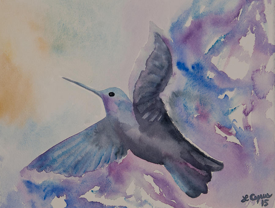 Watercolor - Hummingbird in Flight Painting by Cascade Colors