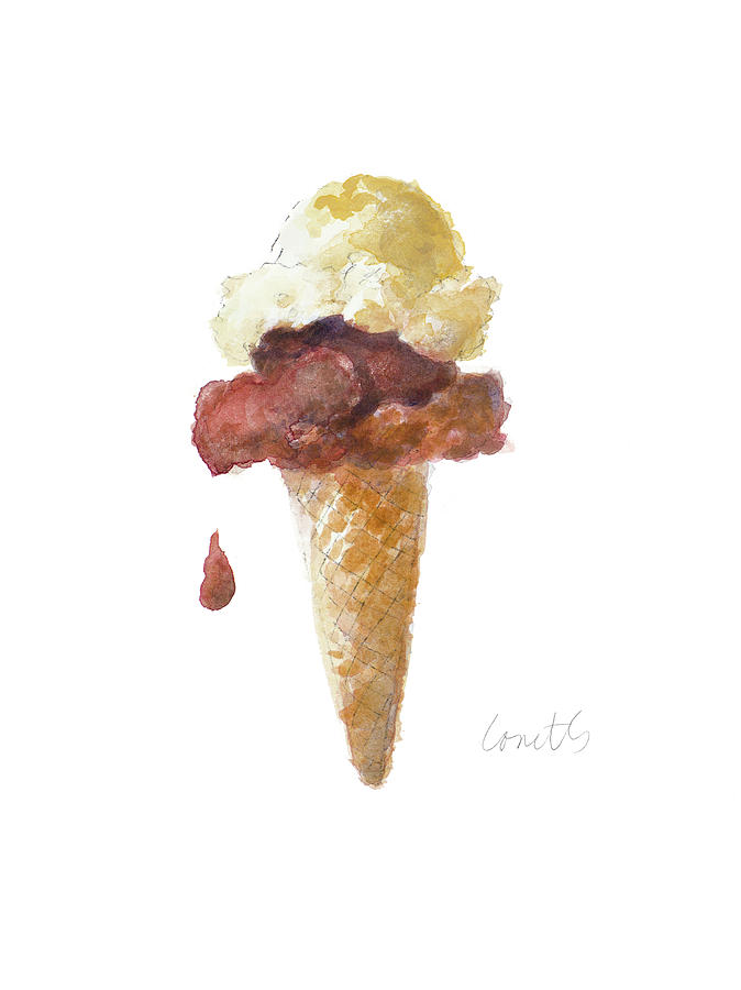 Watercolor Painting - Watercolor Ice Cream Cone I by Lanie Loreth