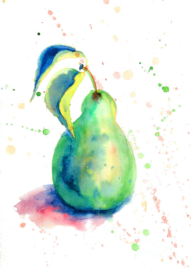 Watercolor illustration of pear  Painting by Regina Jershova