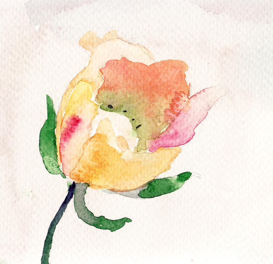Watercolor illustration with beautiful flower  Painting by Regina Jershova