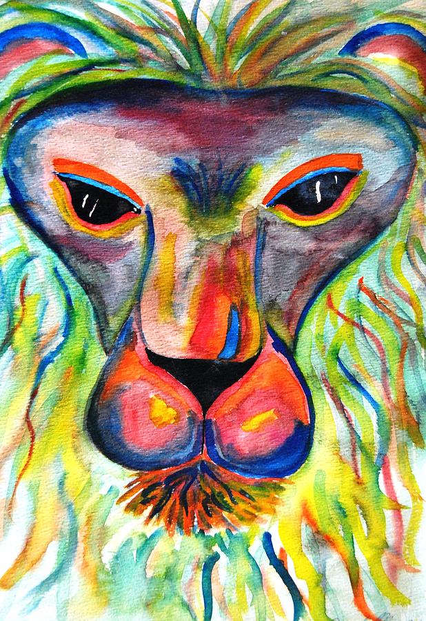 Watercolor Lion Photograph by Angela Murray