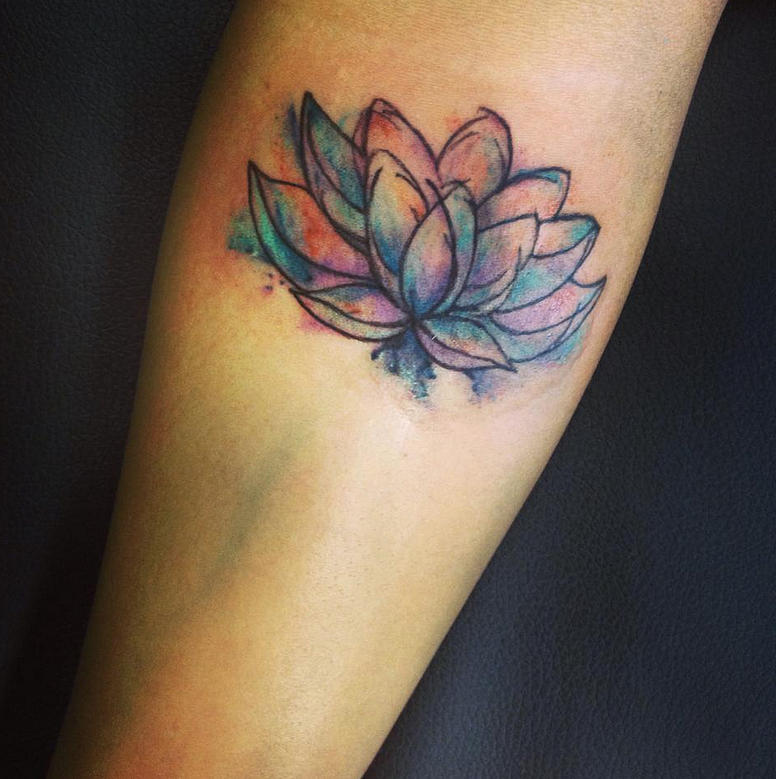 Rib Watercolor Lotus tattoo at theYoucom