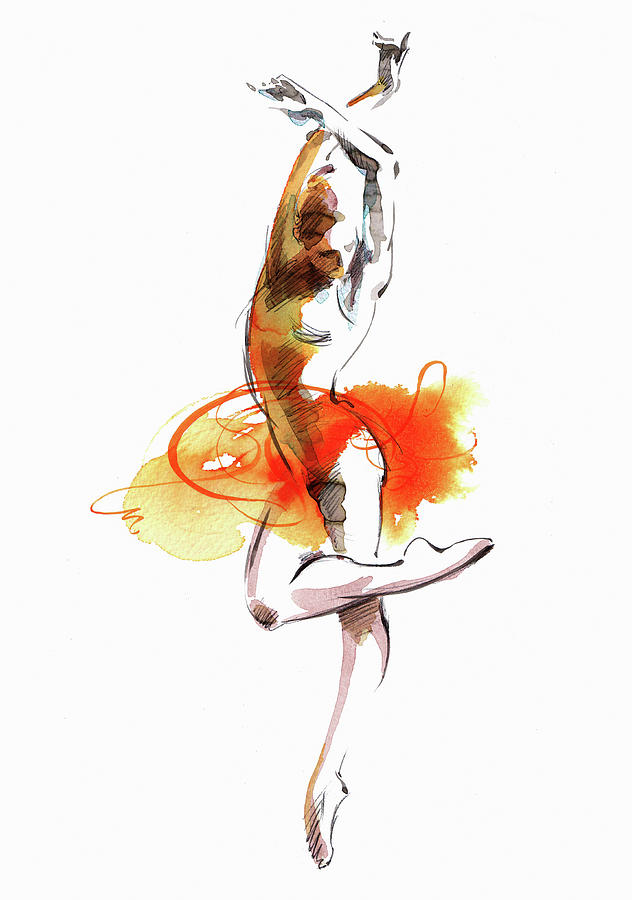 Watercolor Painting Of A Ballet Dancer Painting by Ikon Images