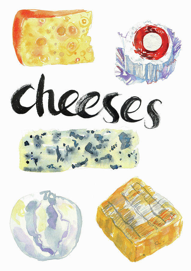 Watercolor Painting Of Different Cheeses Painting by Ikon Ikon Images