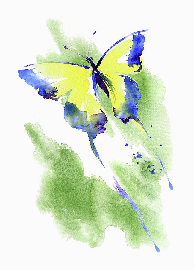 Watercolor Painting Of Flying Butterfly Painting by Ikon Images