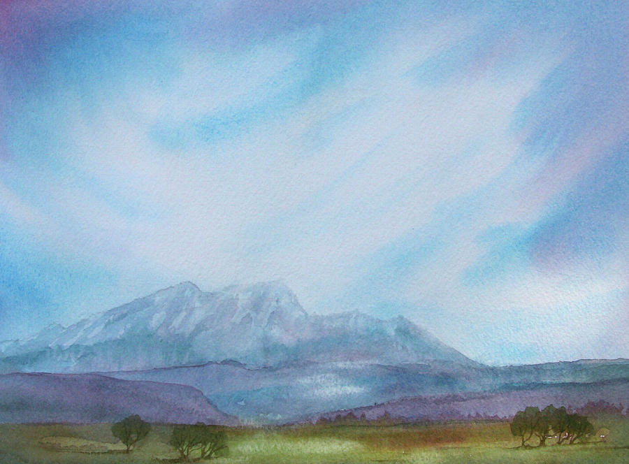Watercolor Painting Of Mountains Painting by Ikon Ikon Images