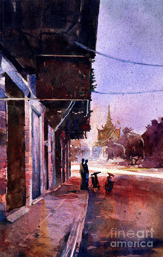 Watercolor painting of Royal Palace Phnom Penh Cambodia Painting by Ryan Fox