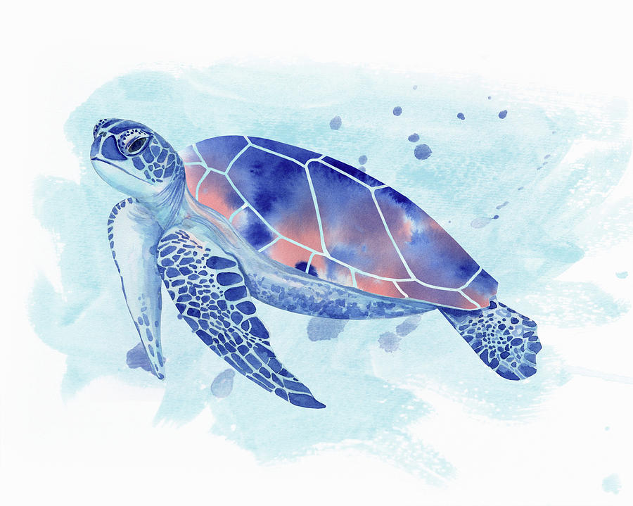 Watercolor Painting Of Sea Turtle Painting by Ikon Images