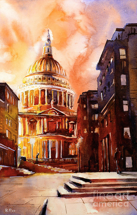 Watercolor painting of St Pauls Cathedral London England Painting by Ryan Fox