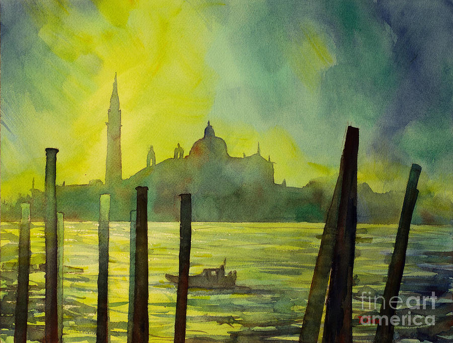 City Painting - Watercolor painting of the dome of San Giorgio Maggiore church i by Ryan Fox