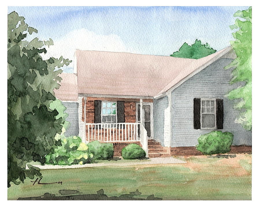 Watercolor Portrait House Drawing by Mike Theuer