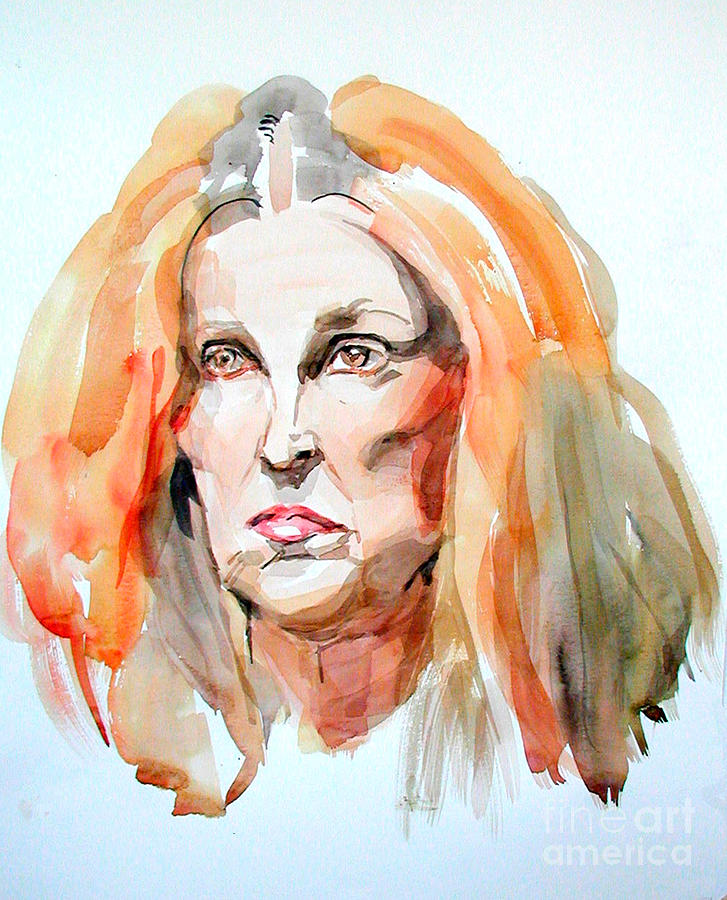 Watercolor Portrait of a mad redhead Painting by Greta Corens