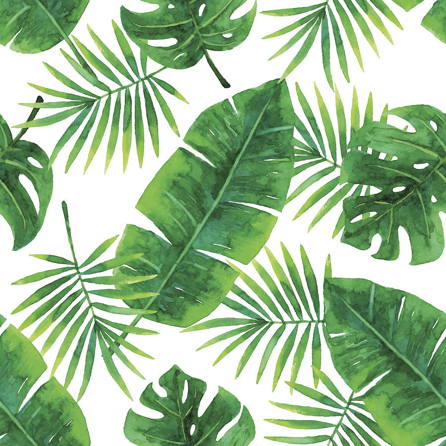 Watercolor Seamless Tropical Pattern Drawing by Saemilee