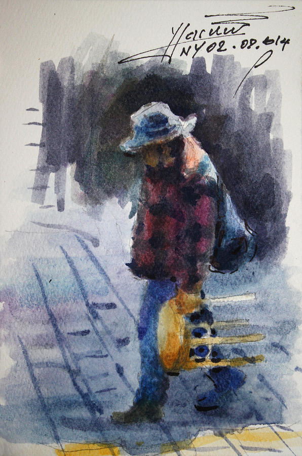 Hat Drawing - Watercolor Sketch by Ylli Haruni
