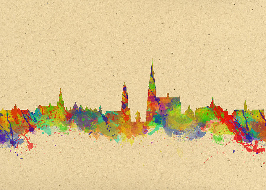 Watercolor skyline of Antwerp  Photograph by Chris Smith