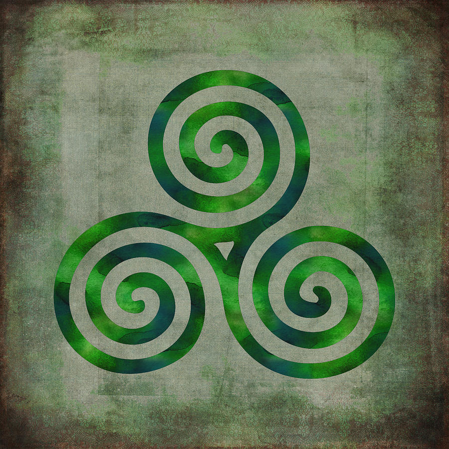 Watercolor Triple Spiral Celtic Art Painting by Kandy Hurley