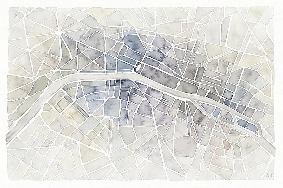 Abstract Painting - Watercolor Wanderlust Paris by Laura Marshall