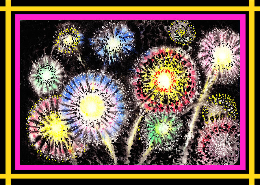 Watercolorful Fireworks Painting by Irina Sztukowski