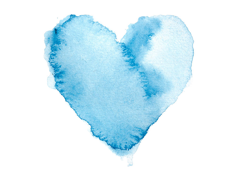 Watercolour Blue Painted Textured Heart Photograph by Wundervisuals