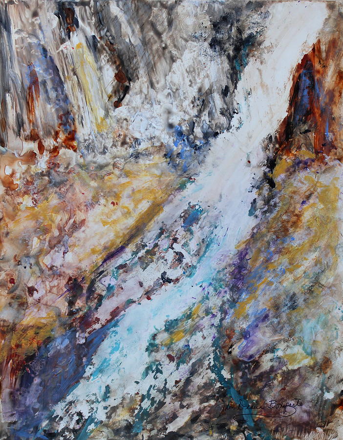 Waterfall Abstract Painting by M Diane Bonaparte