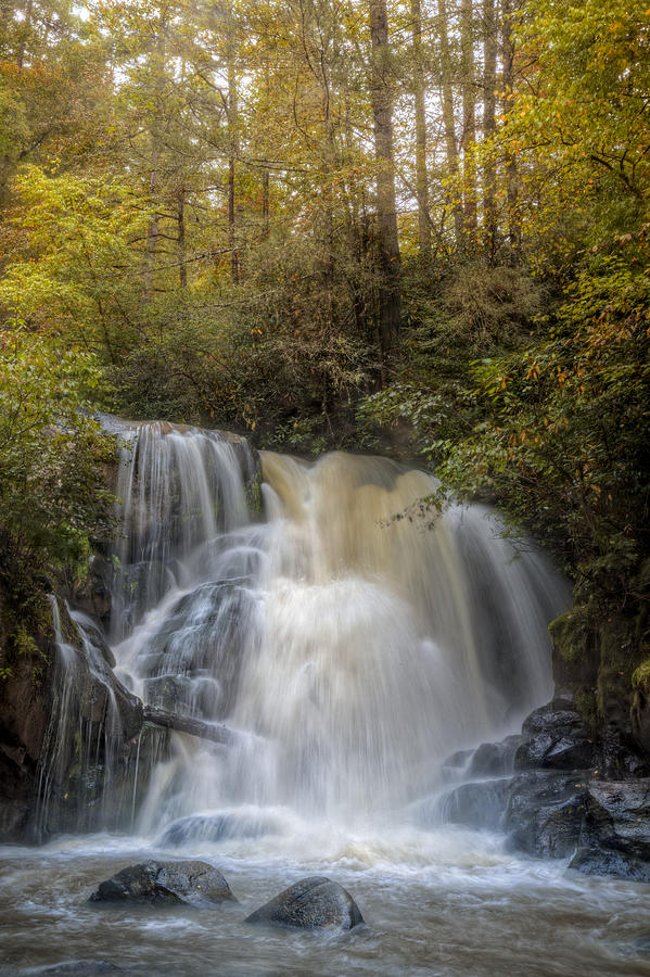 Fall Photograph - Waterfall After the Rain by Debra and Dave Vanderlaan