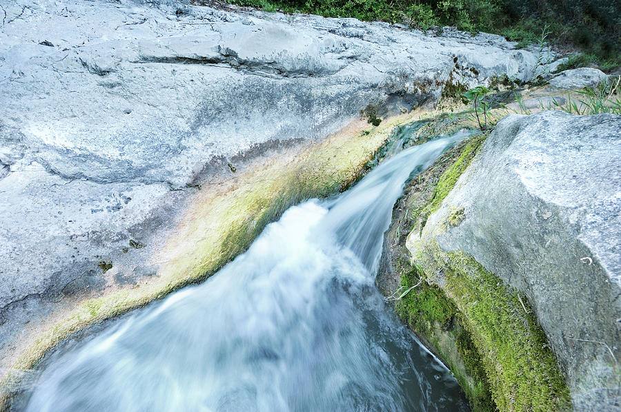 Waterfall And Moss On Limestone Photograph by Jeangill