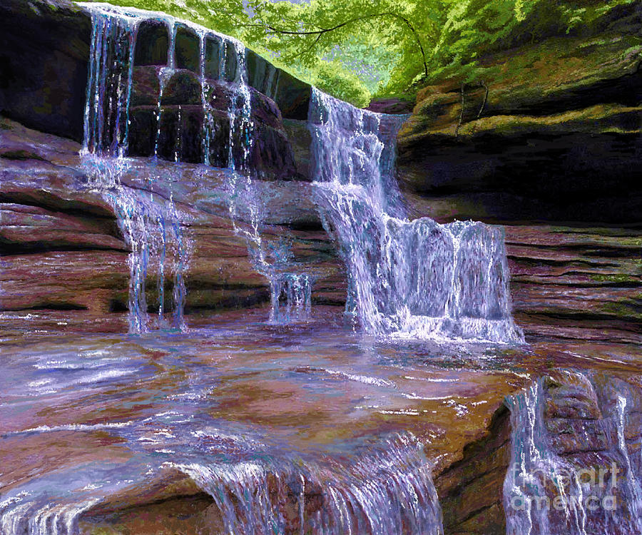 Waterfall at Starved Rock Painting by Jackie Case