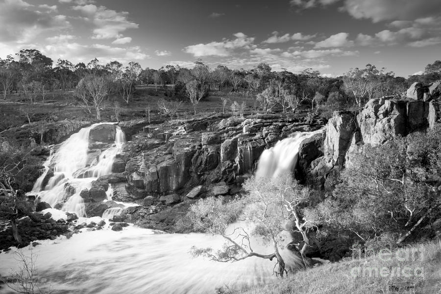 Waterfall Black and White Photograph by THP Creative