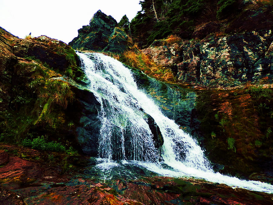 Waterfall by Stiles Cove Path Photograph by Zinvolle Art