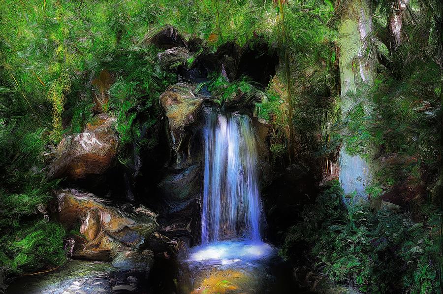 Tree Digital Art - Waterfall by Cary Shapiro