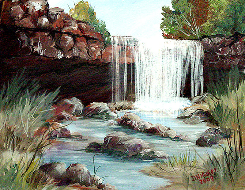 Waterfall Painting by Dorothy Maier