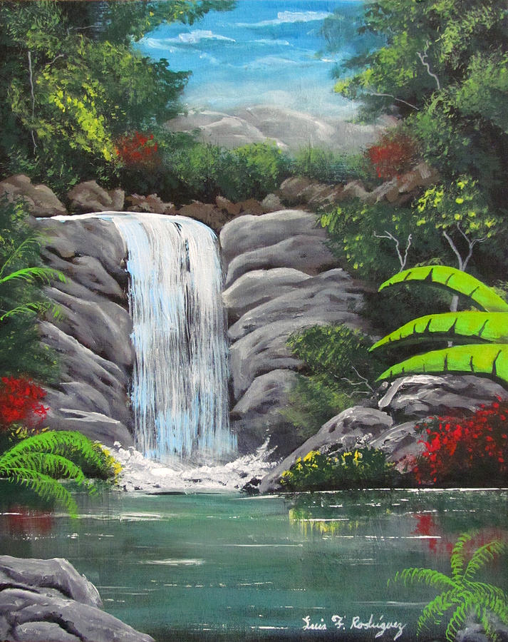 Waterfall Fantasy Painting by Luis F Rodriguez