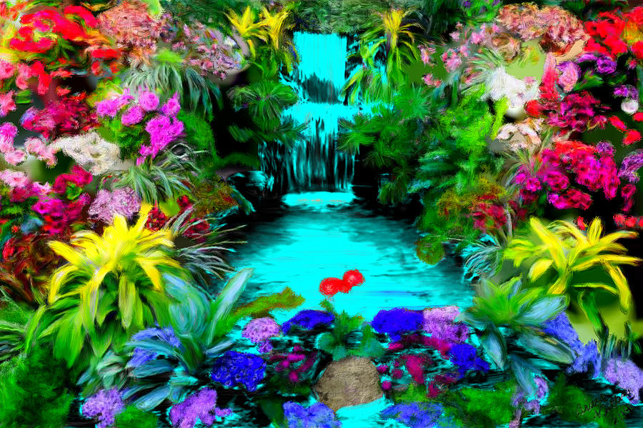 beautiful flower gardens waterfalls