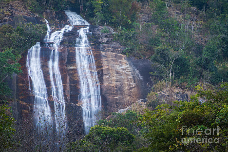 Fall Photograph - Waterfall from the high mountain by Natapong Paopijit