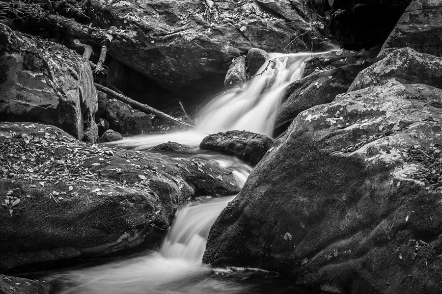 Waterfall Great Smoky Mountains Paitned BW Photograph by Rich Franco