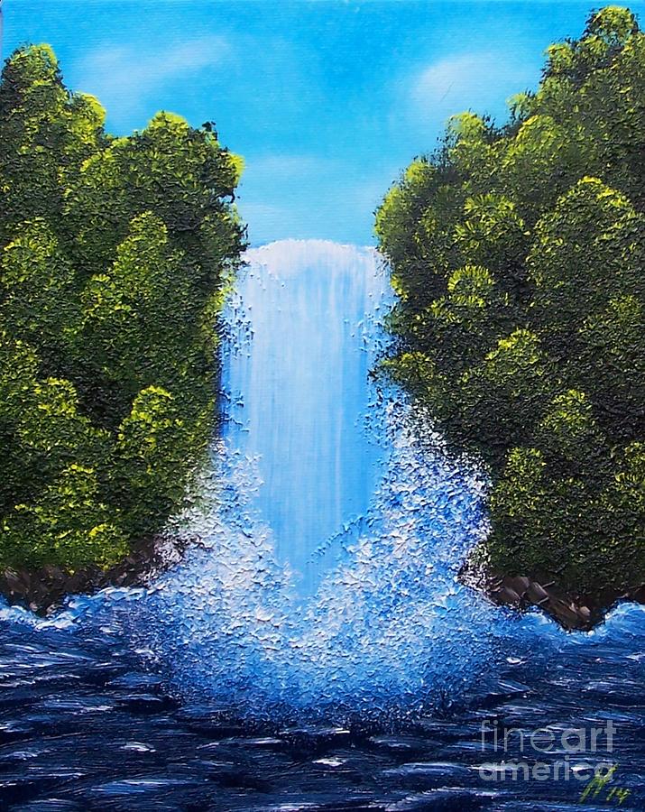 Cliff Waterfall Painting by Heather Seward - Fine Art America