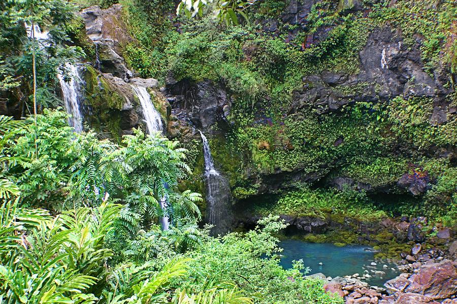 Waterfall in Maui Photograph by Jane Girardot