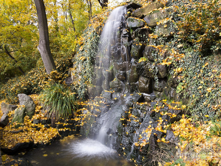 Waterfall In The Autumn Park Photograph by Michal Boubin