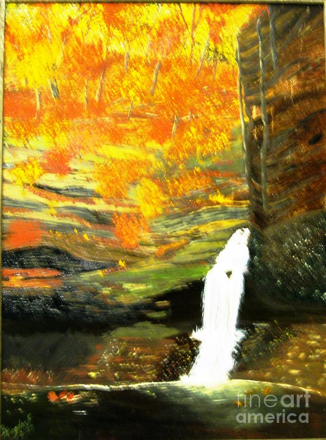 Landscape Painting - Waterfall in the Fall by Betty and Kathy Engdorf and Bosarge