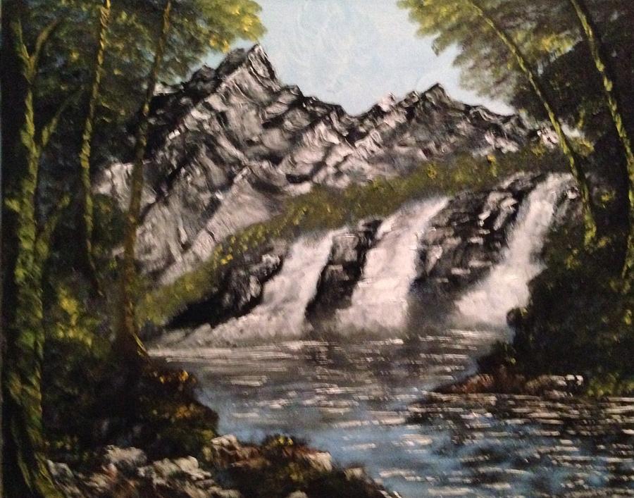 Waterfall in The middle of The forest Painting by Felix Lopez